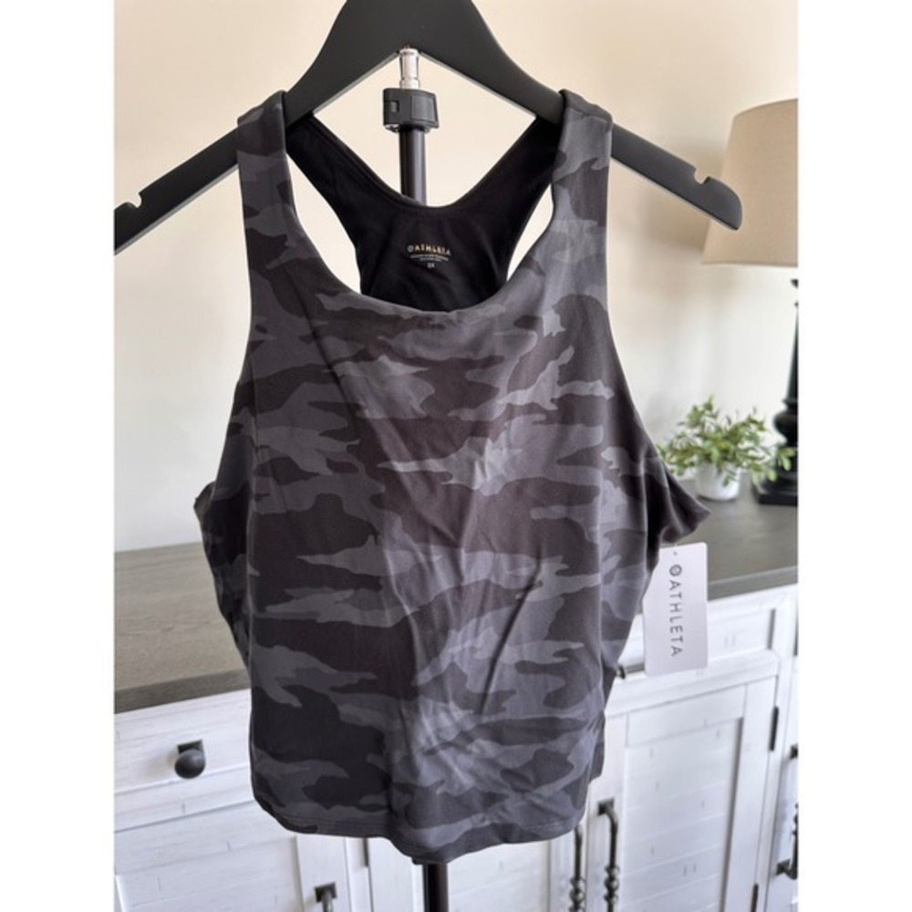Athleta D-DD Conscious Crop Printed Camo Tank Top‎ Grey 2X NEW NWT